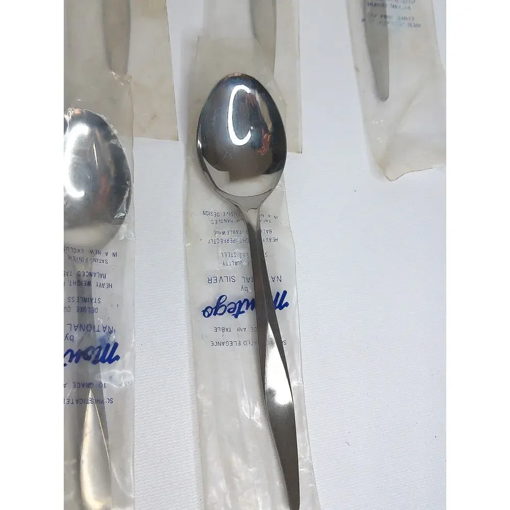 Vintage Nasco Flamingo Montego Oval Place Soup Spoons Stainless Japan Set of 6